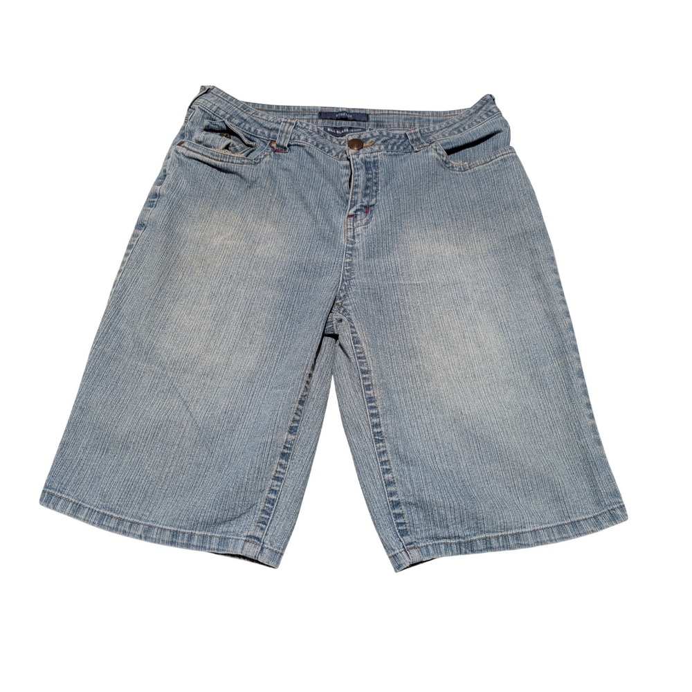 Bill Blass Denim Shorts Women 10 Blue Light Wash Bermuda Stretch Jean Y2K Casual